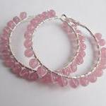 Big Pink Hoop Earrings, Romantic Jewelry