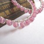 Big Pink Hoop Earrings, Romantic Jewelry