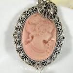 Pink Victorian Cameo Necklace, Romantic Jewelry
