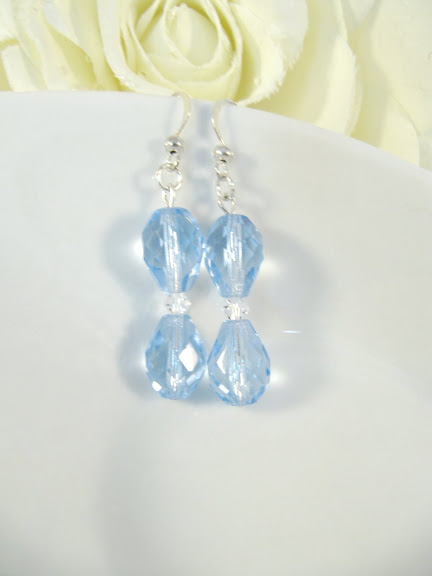 Blue Earrings With Swarovski Crystals, Dangle, Romantic Jewelry