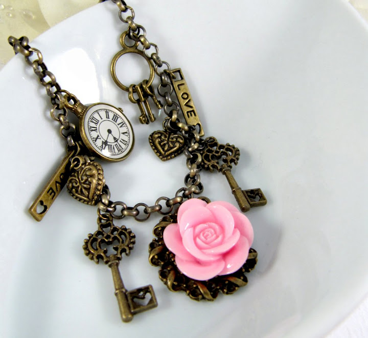 Romantic Pink Flower Bracelet