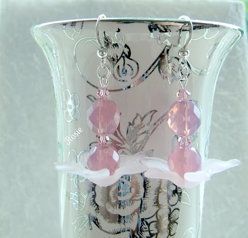 Pink Earrings With Swarovski Beads