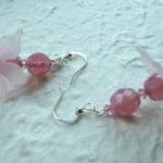 Pink Earrings With Swarovski Beads